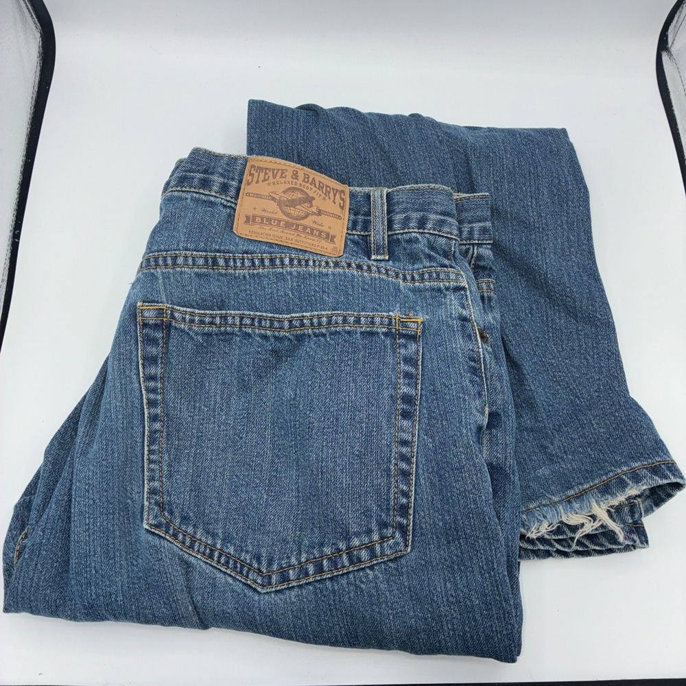 Steve & Barry's Men's 36x30 Relaxed Boot Fit Jeans Distressed Hem Y2K Grunge